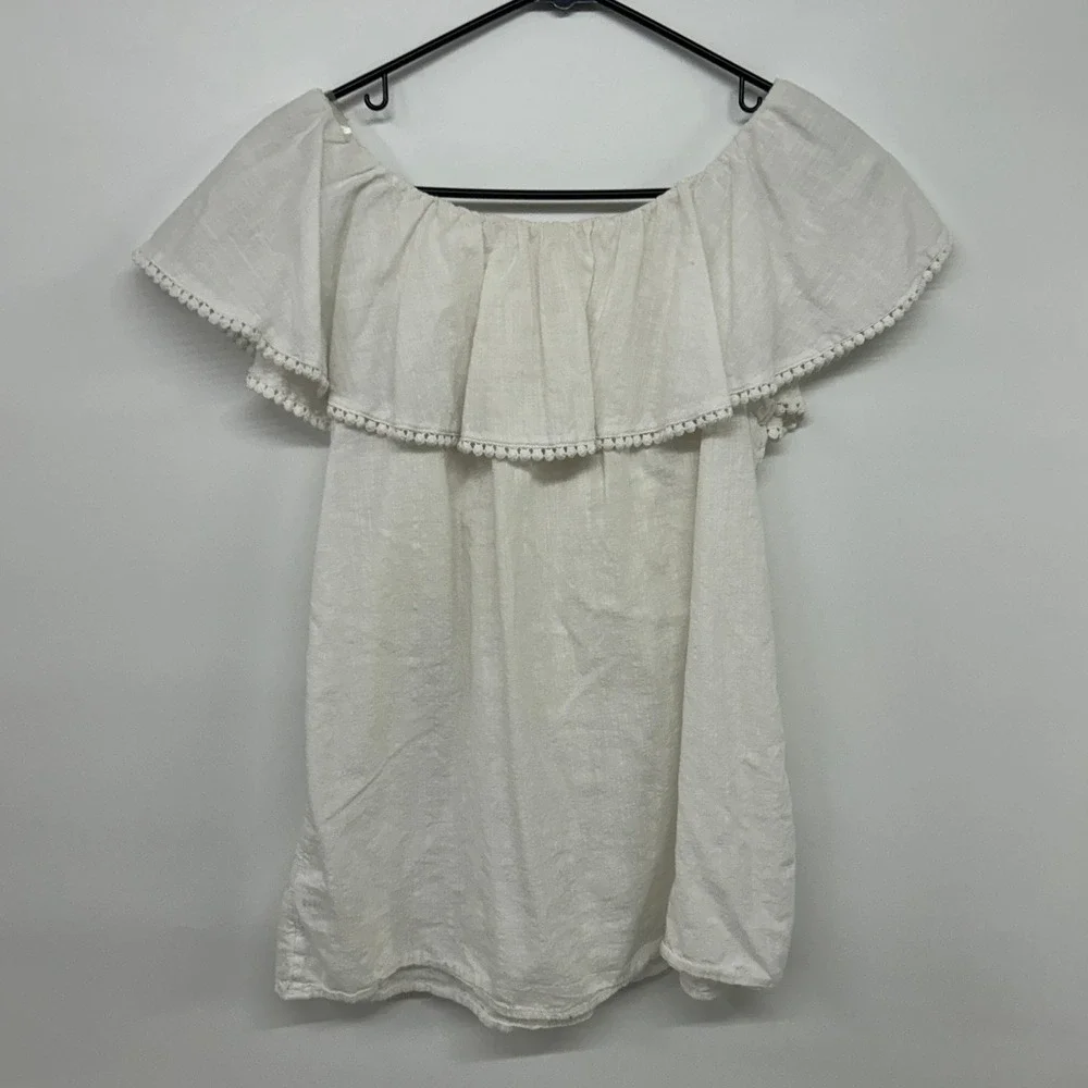 Prairie Off Shoulder Peasant‎ Top Girls M Cottagecore White Cotton Gauze Fairy